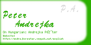 peter andrejka business card